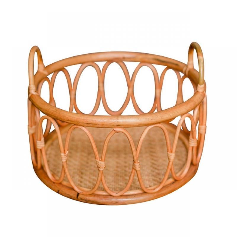 Newborn Photography Props Furniture Retro Rattan Round Basket Bebe Photo Accesories Recien Baby Girl Boy Posing Bed Background
