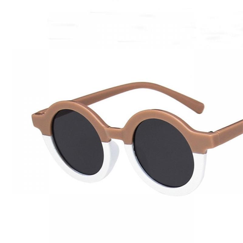 Children Boy Girl Cute Leopard Double Color Cartoon Bear Shape Round Sunglasses Kids Vintage Sunglasses UV400 Protection Classic