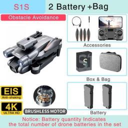 2023 S1S Drone 4K Professional HD Camera WIFI FPV Obstacle Avoidance Brushless Motor Foldable RC Helicopter Toys