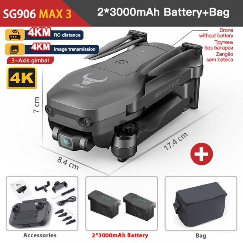 SG906MAX3 / MAX2 Drone 4K Professional HD Camera 3-Axis Gimbal 4KM Brushless GPS Quadcopter Obstacle Avoidance RC Dron VS F22S