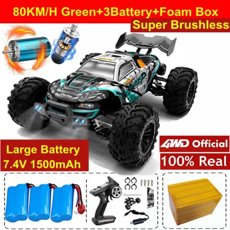 4WD RC Cars Super Brushless High Speed Racing with LED Drift Wireless Remote Control Off Road 4x4 Truck Radio Toy for Adults Kid