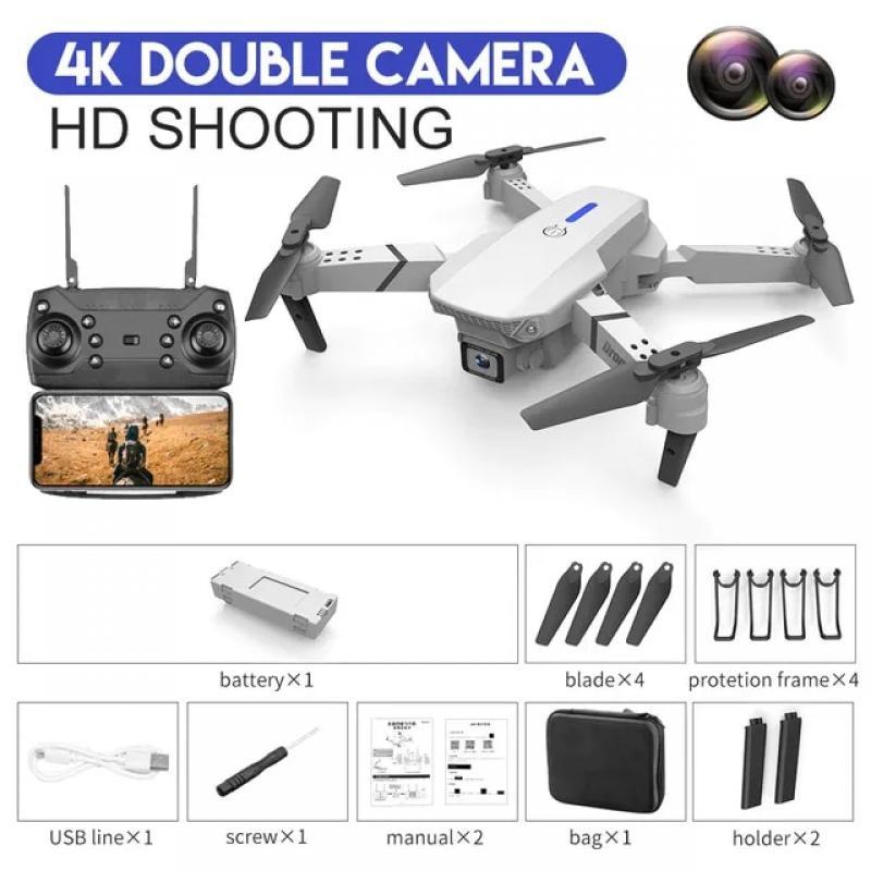 E88 Pro WIFI FPV Mini Drone With Wide Angle HD 4K Camera Height Hold Obstacle Avoidance Foldable Quadcopter Drones Kid Gift Toys