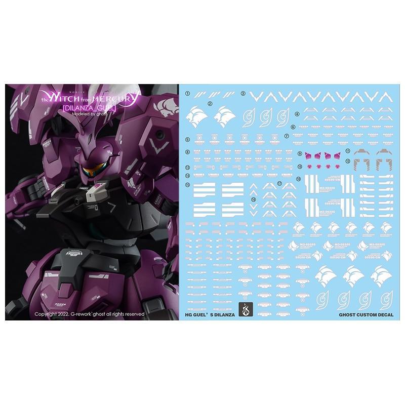 Model Decals for HG The Witch From Mercury GUEL's DILANZA Ghost Custom Fluorescent Water Stickers for Assembly Model Hobby DIY