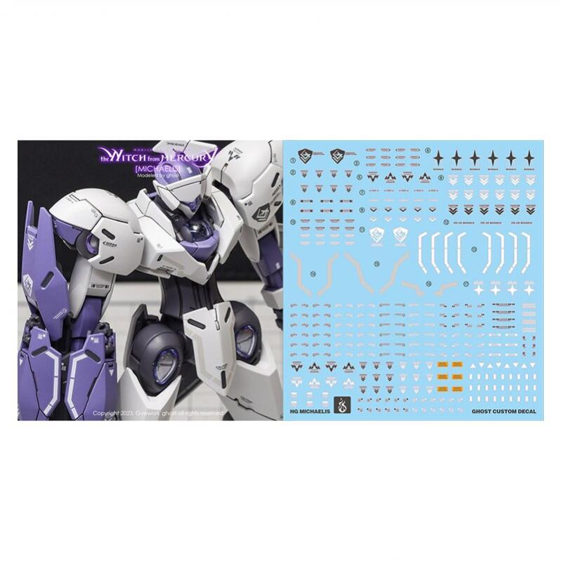 Model Decal for The Witch From Mercury HG MICHAELIS Ghost Custom Decal HD Fluorescent Water Sticker for Assembly Model Hobby DIY