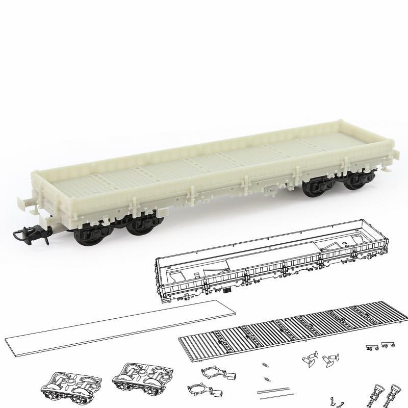 Evemodel 1pc HO Scale 1:87 Blank Unassembled 40' Low-side Flat Car Model Wagon C8764JJ