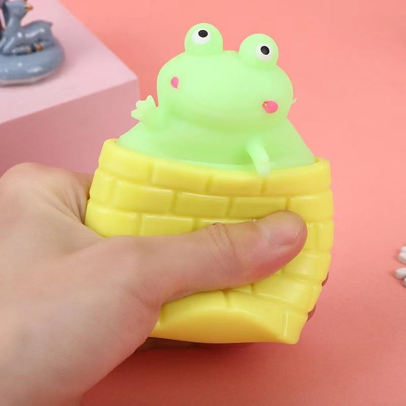 1pc Squeeze Frog Cup Toy Colorful Tricky Funny Frog Fidget Stress Relief Toy Rubber Cute Sensory Toys Random Color