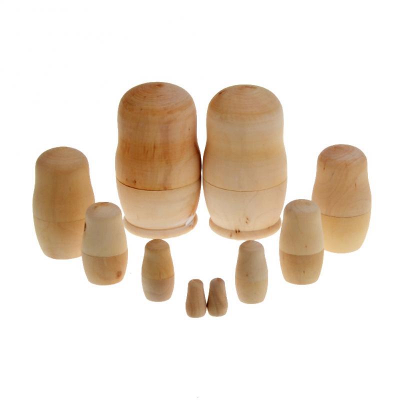 5pcs Unpainted Matryoshka Doll DIY Blank Wooden Embryos Russian Nesting  Wooden Dolls Babushka Gifts Hand Paint Doll Toys