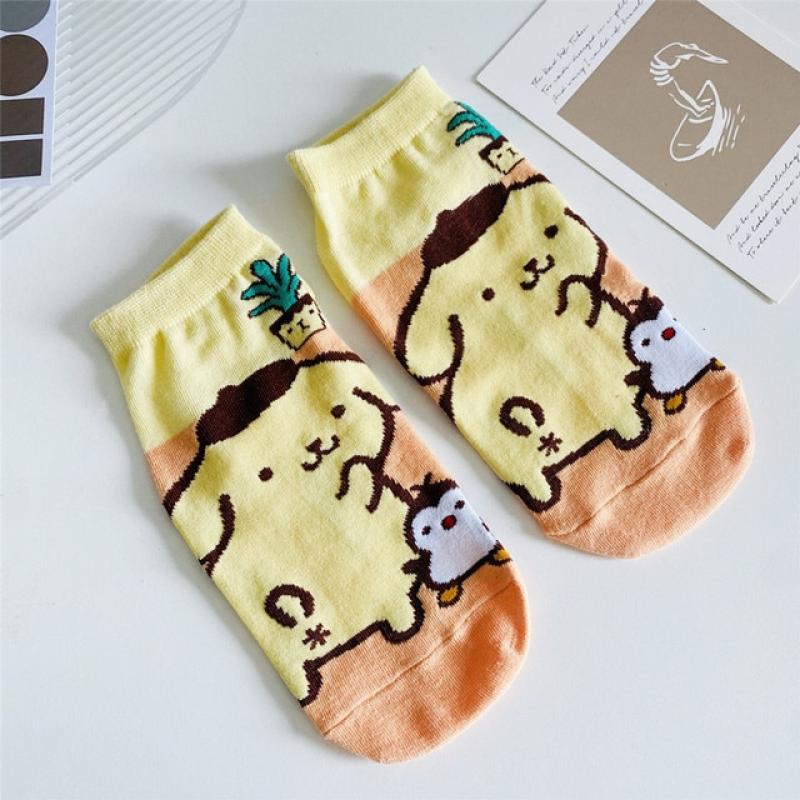 Cartoon Sanrios Figures Low-Cut Socks Anime Cute Hello Kittys Breathable Ankle Socks My Melody Summer No-Show Sock Friend Gift