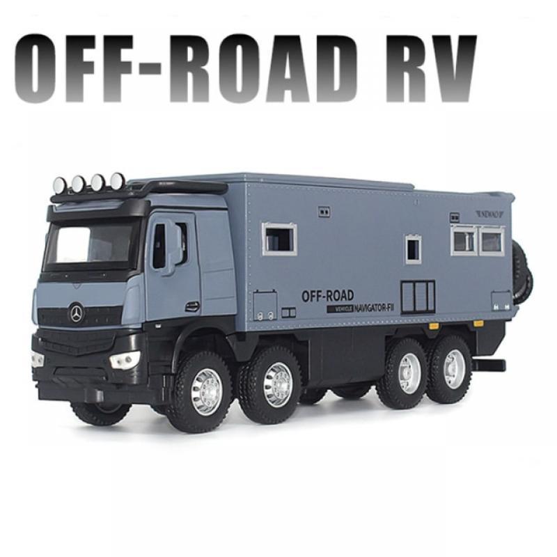 1/28 NOMADISMs Arocs Unimog Alloy Motorhome Touring Car Model Diecast Metal Off-road RV Vehicles Model Sound Light Kids Toy Gift