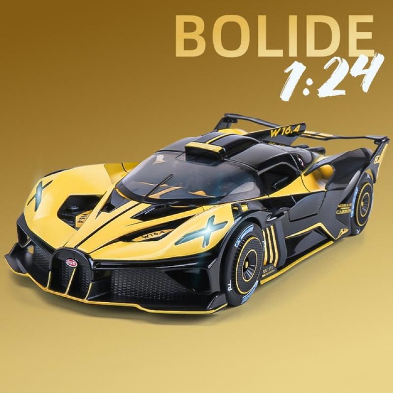 1:24 Bugatti Bolide Alloy Sport Car Model Diecasts & Toy Metal Super Car Model Simulation Sound Light Collection Childrens Gift