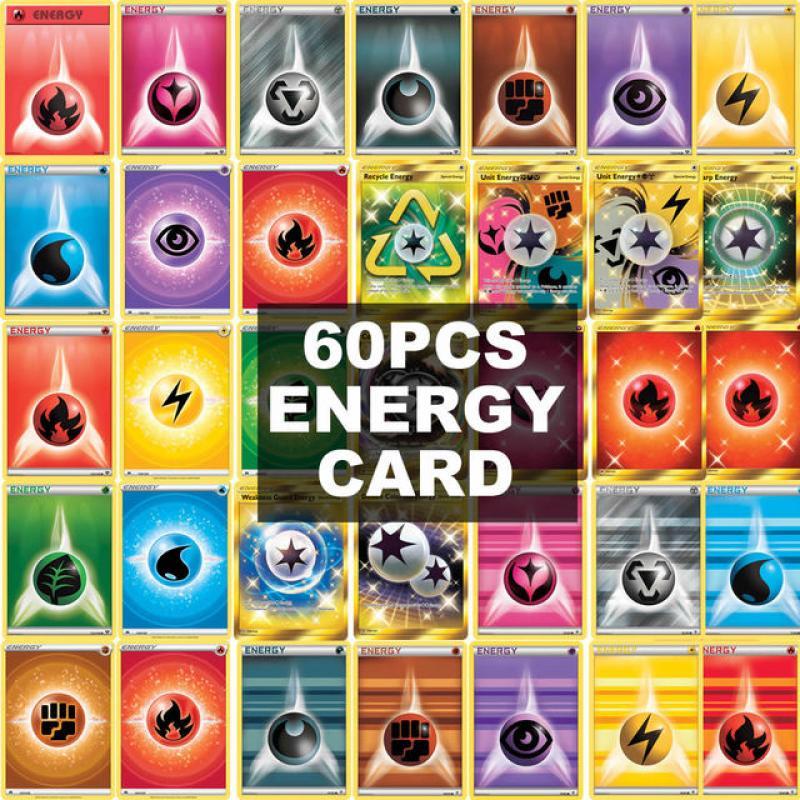 60pcs English Pokemon Cards Energy Trainer Mega GX Vmax EX Tag Team Box Charizard Playing Flash Card Collection Children Toy