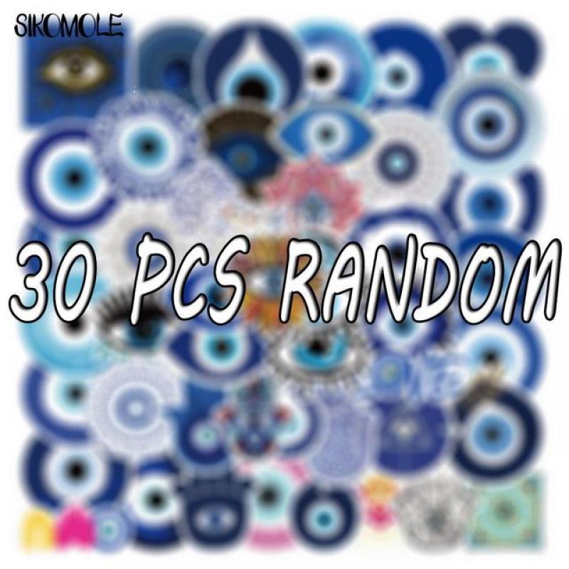 10/30/50PCS Cartoon Evil Eye Sticker For Car Guitar Motorcycle Luggage Suitcase DIY Classic Toy Decal Graffiti Sticker Blue F5