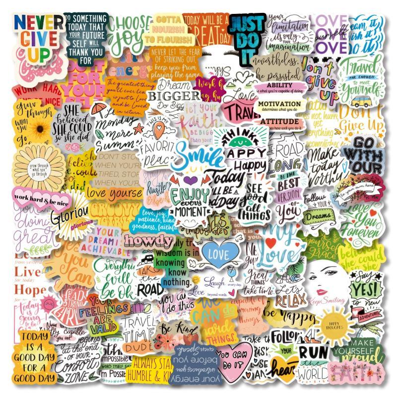 10/30/50/100pcs Motivational Phrases Sticker Inspirational Life Quotes Stickers DIY Laptop Scrapbooking Office Graffiti Decals
