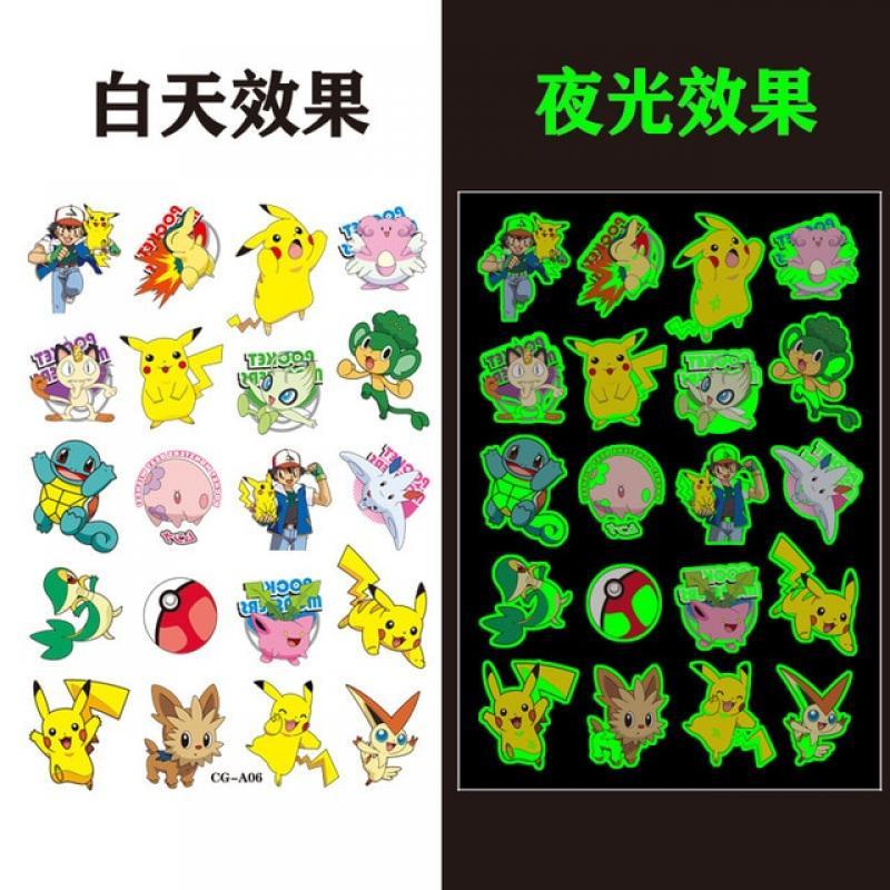 1pcs Kawaii Anime Figure Pokemon Pikachu Luminous Tattoo Stickers DIY Student Holiday Decoration Accessories Cute Things