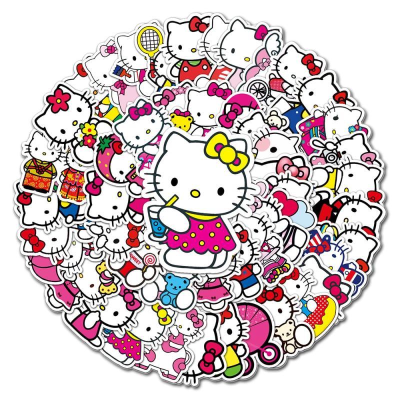 10/30/50PCS Kawaii Sanrio HelloKitty Sticker Funny Graffiit Decals Kids Toy DIY Phone Scrapbook Bike Laptop Cute Cartoon Sticker