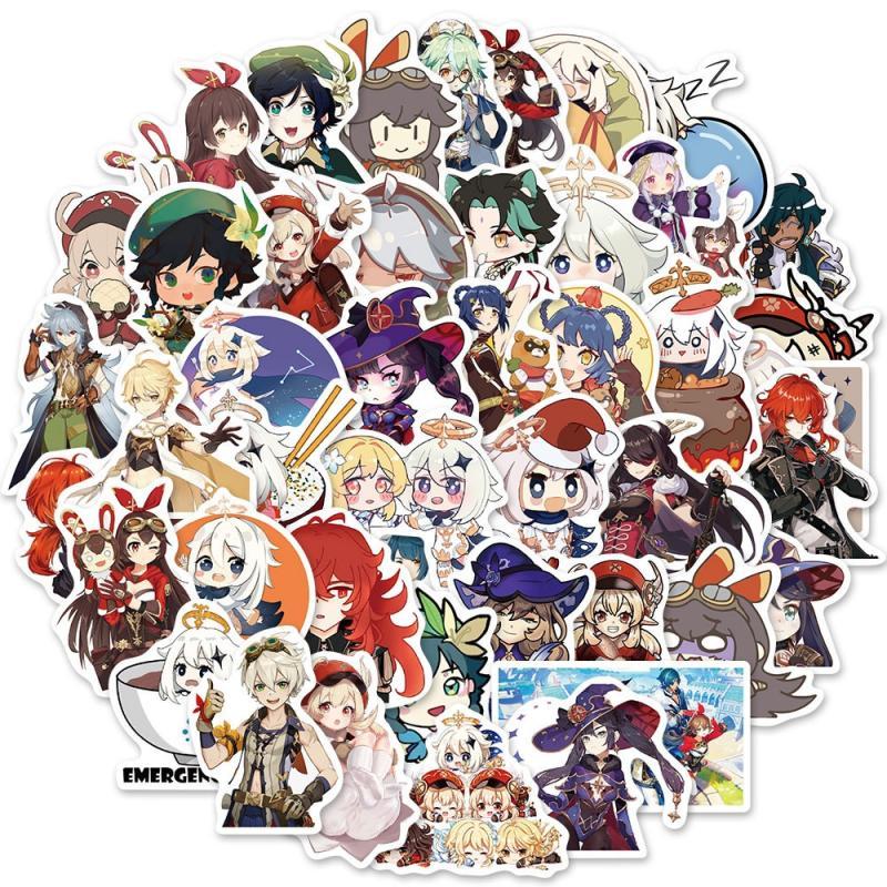 10/50/100PCS Game Genshin Anime Stickers Graffiti for Laptop Bike Motorcycle Guitar Skateboard Luggage Waterproof Decal Toys