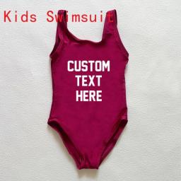 CUSTOM TEXT One Piece Swimsuit Mother Kids Swimwear Parent-child Bikini Bathing Suit Cute Baby Beachwear Summer Swimming Suit