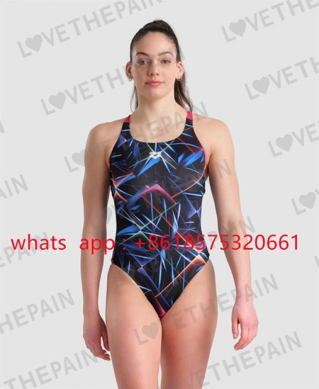 Women One Piece Women Sports Swimwear Backless Triangle Swimsuit Printing Training Fitness Pro Race Swimming Backless Swimsuit