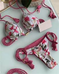 24 Colors) Braided Strap Print Women Bikini 2023 Hot Brazilian Swimsuit Lady Sexy Split Swimwear Beach Vacation Swimming Suits