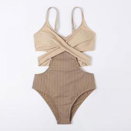 VigoBeviya 2023 Solid Patchwork Strapped Swimwear Women Sexy Hollow Push UP One Piece Swimsuit Monokini Backless Bathing Suit