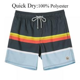 SURFCUZ Mens Swim Trunks Quick Dry Beach Board Shorts Stripe Swimwear Swimsuits Man Running Sports Surfing Swim Shorts