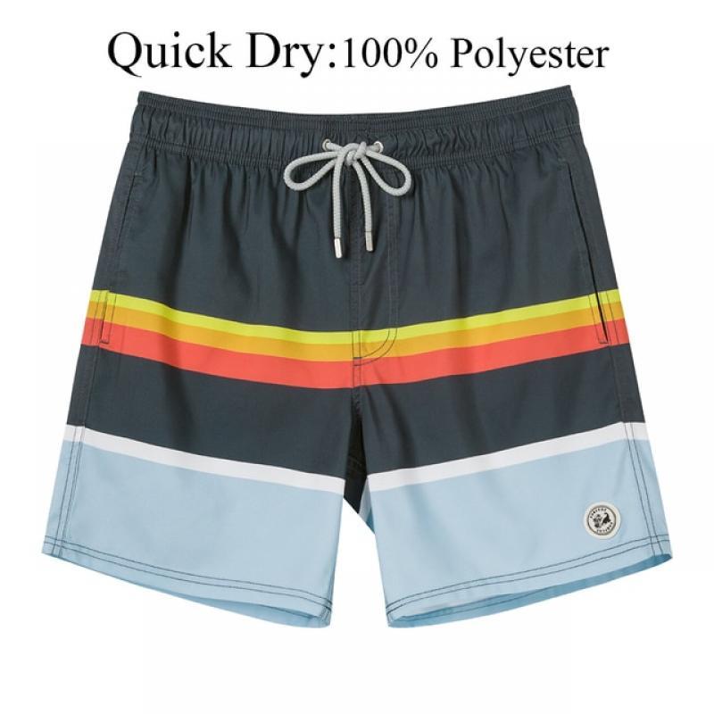 SURFCUZ Mens Swim Trunks Quick Dry Beach Board Shorts Stripe Swimwear Swimsuits Man Running Sports Surfing Swim Shorts