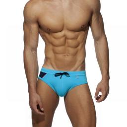 Blue/Red Men's Bikini Swimwear New Simple Patchwork Nylon Briefs With/Without Sponge Pad Comfort Beach Shorts Sexy Swim Trunks