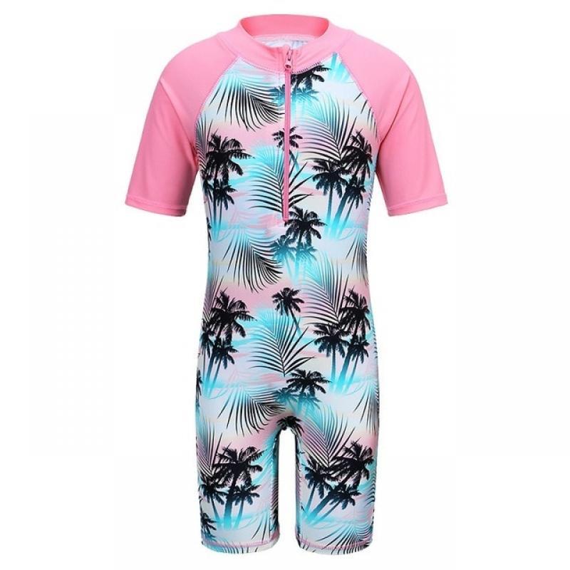 BAOHULU Cyan Flower Baby Girl Swimsuit UV UPF50+ One Piece Kids Girls Swimwear for 3-12 Years Children Swimming Suit Beachwear