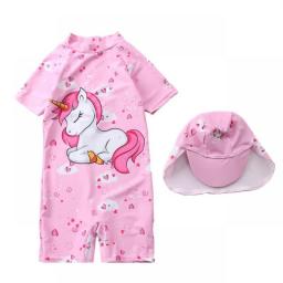 Swimsuit Baby Girl Unicorn Mermaid Girls Swimwear One Piece With Short Sleeve Sun Protection Children Swimming Suit Bath Suits