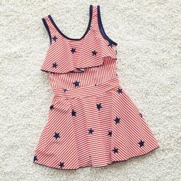 Star Girls One Piece Swimsuits Dress 5-12Y School Swimwear Children Swimsuit Teenager Campus Wear Kids Bathing Suits Beachwear