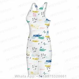 Girl One Piece Sport Swimwear Beach Wear Racerback Bathing Suits Bikini Quick Drying Knee Length Girls Training Comfort Bodysuit