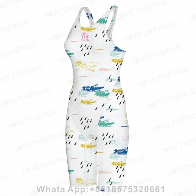 Girl One Piece Sport Swimwear Beach Wear Racerback Bathing Suits Bikini Quick Drying Knee Length Girls Training Comfort Bodysuit