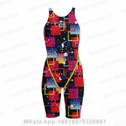 Girl One Piece Sport Swimwear Beach Wear Racerback Bathing Suits Bikini Quick Drying Knee Length Girls Training Comfort Bodysuit
