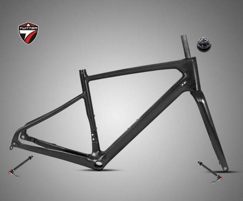 Carbon Bike Frame Twitter R7 Gravel Thru Axle 12x142mm Disc Brake Cyclocross 700C 45C Tire Road Frameset With Fork 12x100mm