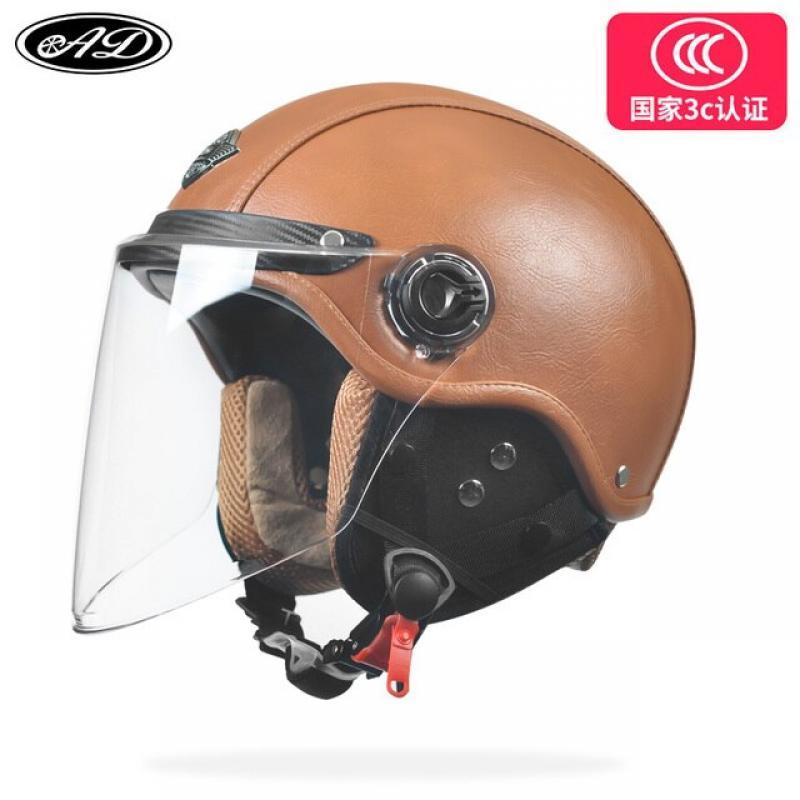 Motorcycle Helmets for Man Leather Retro Half Cruise Helmet Prince Motorbike Helmet Harley Vintage Moto Cycling Safety Cap