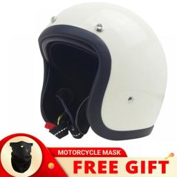 Genuine Vintage TT&COCASCOS FiberGlass Open Face Motorcycle Helmet Retro Scooter Riding 3/4 Jet Casco Moto Capacete DOT Approved