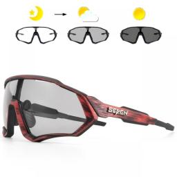 SCVCN Photochromic Sunglasses MTB Cycling Glasses Men Women Outdoor Running Polarized Goggles UV400 Safety Bike Bicycle Eyewear