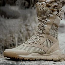 Summer Combat Training Boot Men Women Climbing Training Lightweight Tactical Boots Outdoor Hiking Breathable Mesh Army Fan Shoes