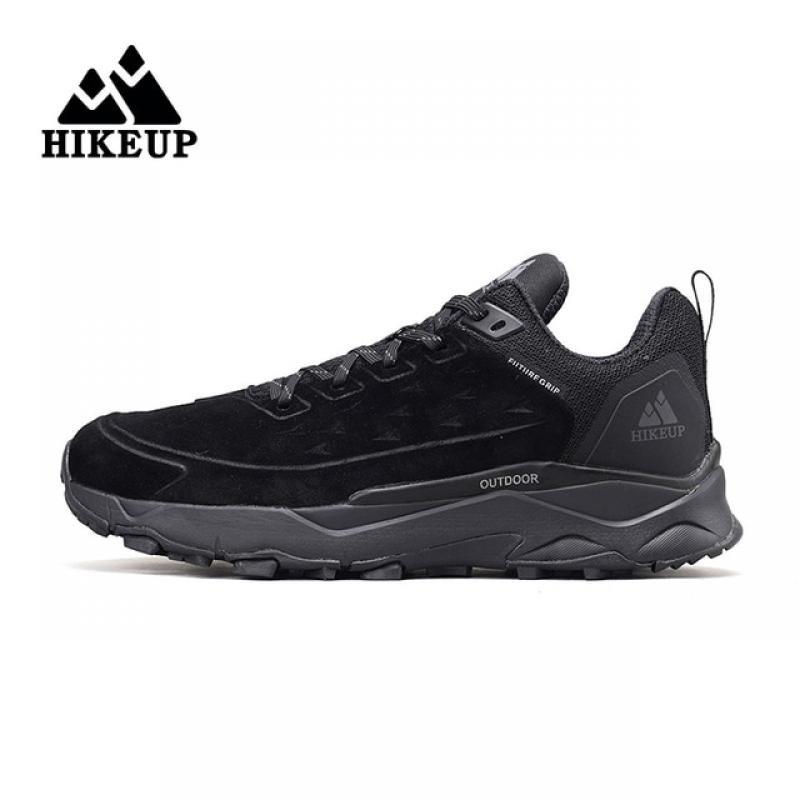 HIKEUP Hiking Shoes for Men Outdoor Sports Camping Hunting Walking Shoe Suede Genuine Leather Breathable Sneaker Non-slip