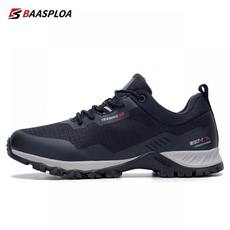 Baasploa New Men Anti-Skid Wear Resistant Hiking Shoes Fashion Waterproof Outdoor Travel Shoes Sneaker Comfortable Male Shoes