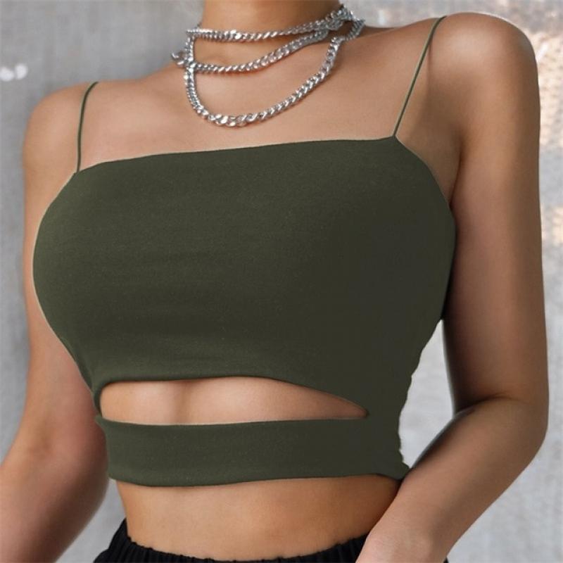 Fashion Hot Sexy Women Summer Sexy Casual Sleeveless Cut-Out Short Tee Shirt Crop Top Vest Strap Tank Top Blouse