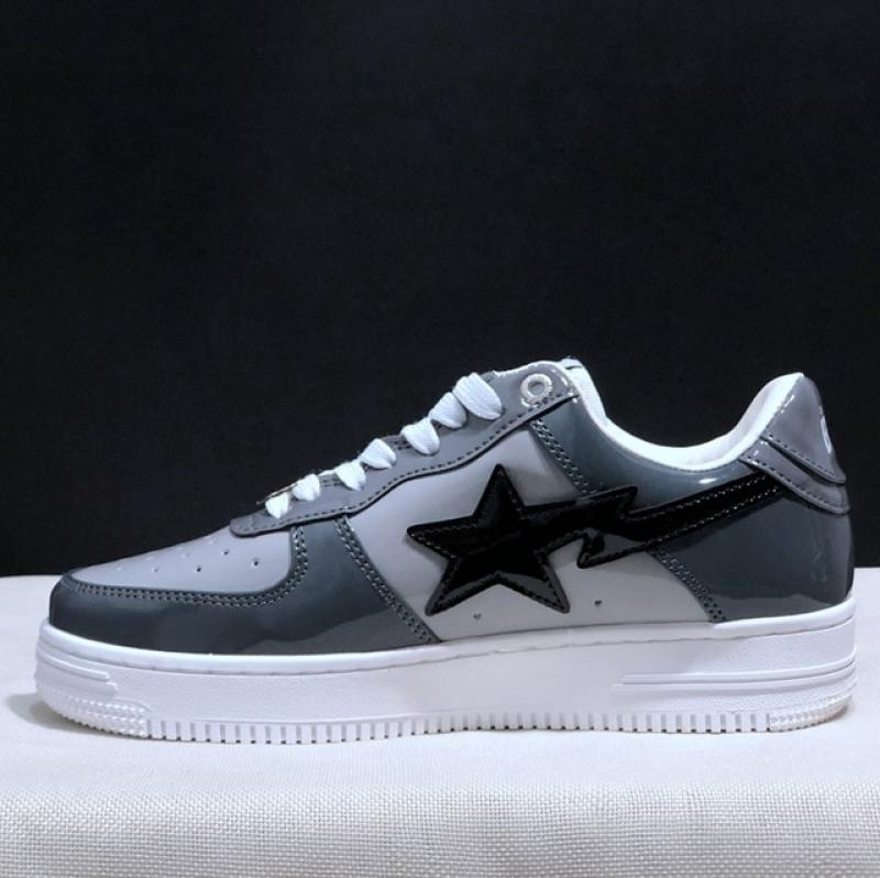 Top men's bapesta-clgz SK8 women's fashionable patent leather comfortable sports black and white outdoor casual sports shoes