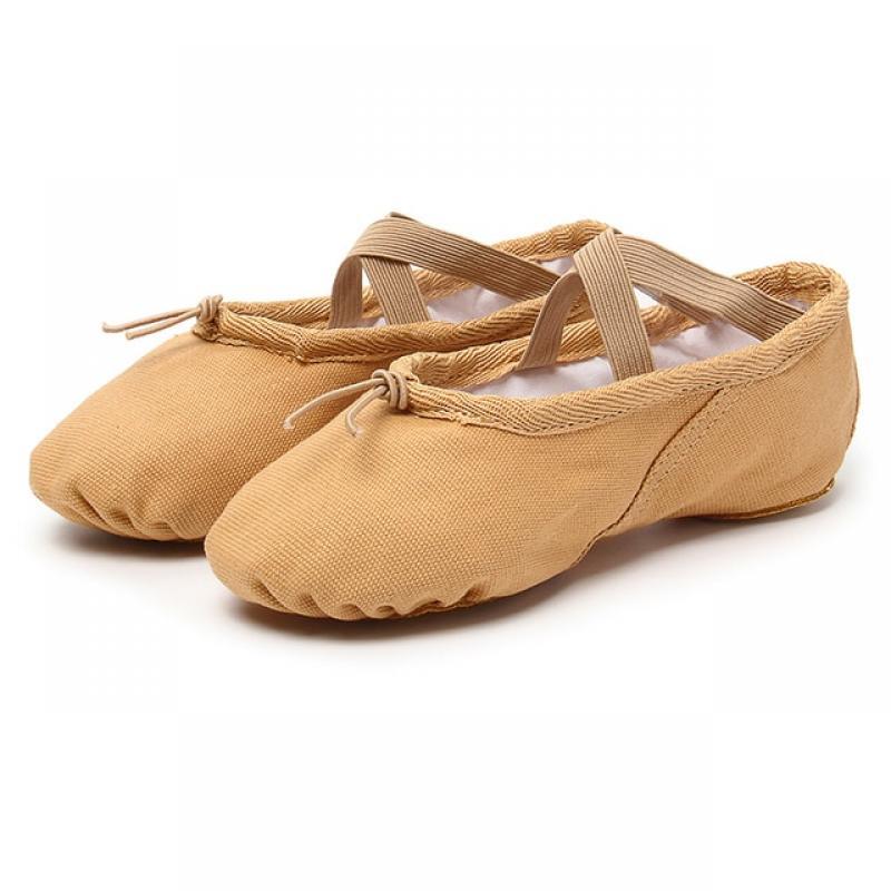 AOQUNFS Girls Ballet Shoes Canvas Soft Sole Ballet Dance Slippers Flat Children Kids Practise Ballerina Shoes Women Dance Shoes