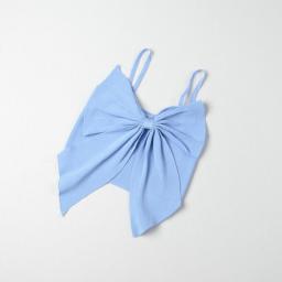 Women Solid Bow Irreguarl Crop Top Sleeveless Tees Knitted Slim Females Sexy Sweet Chic Slim Basic Kawaii Tanks Streetwear