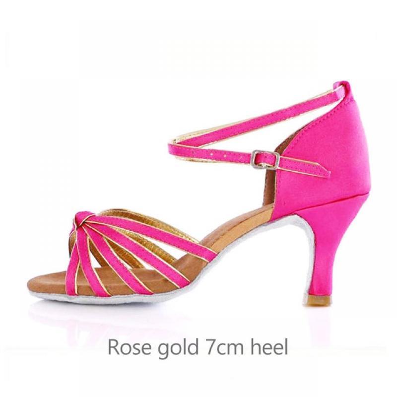 Salsa Dance Shoes Latin Women Tango Ballroom Dancing Shoes Rose Gold Female Jazz Girls High Heels Soft Sole Adult Ladies Sandals