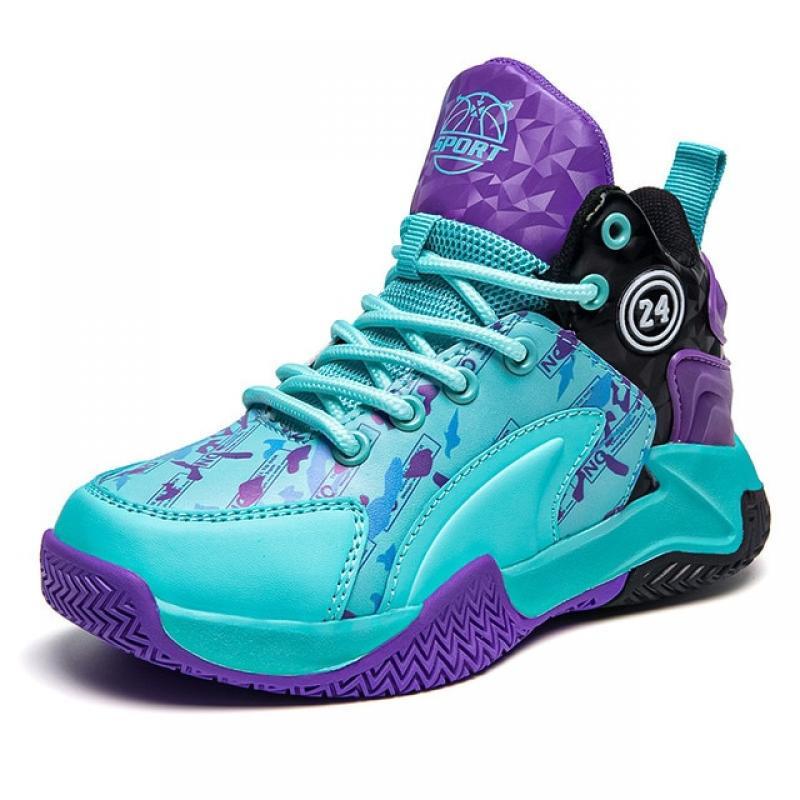 High Top Kids Basketball Shoes Colorful Print Children Professional Basketball Shoes Anti-slip  Hard-wearing  Boy Training Shoes