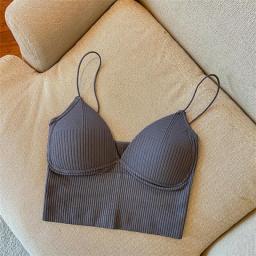 2022 New Ladies Camisole Slim Fit Sexy Stretch Push Up Bra With Chest Pads Cropped Navel Short Tube Top V-Neck Tops Hot Sale