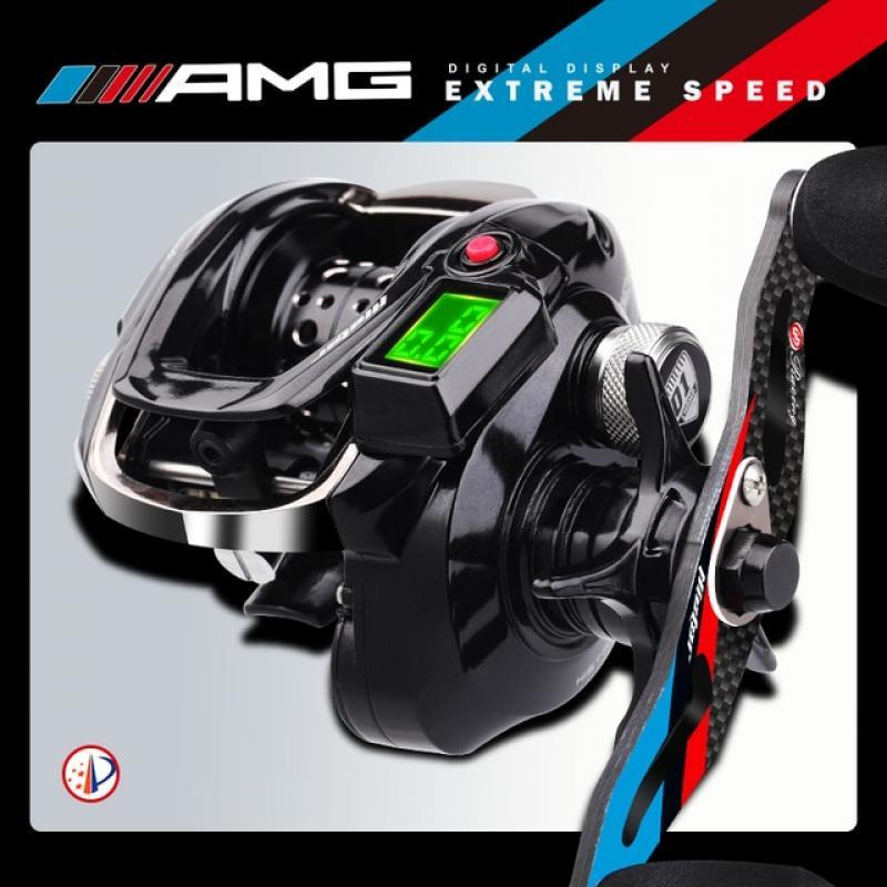 HISTAR Long Casting 7.2:1 High Ratio 10kg Drag Power 9+1 BB Magnetic Braking AMG Backlight Digital LED Baitcasting Fishing Reel