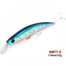TSURINOYA 110S Long Casting Sinking Minnow Saltwater Fishing Lure DW77 110mm 22g Large Trout Pike River Lake Hard Baits Jerkbait