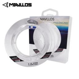 Mavllos 50m 100m 100Percent Monofilament Fluorocarbon Fishing Line Fishing Leader Fluorocarbon Line Carbon Fiber Sink Line Invisible